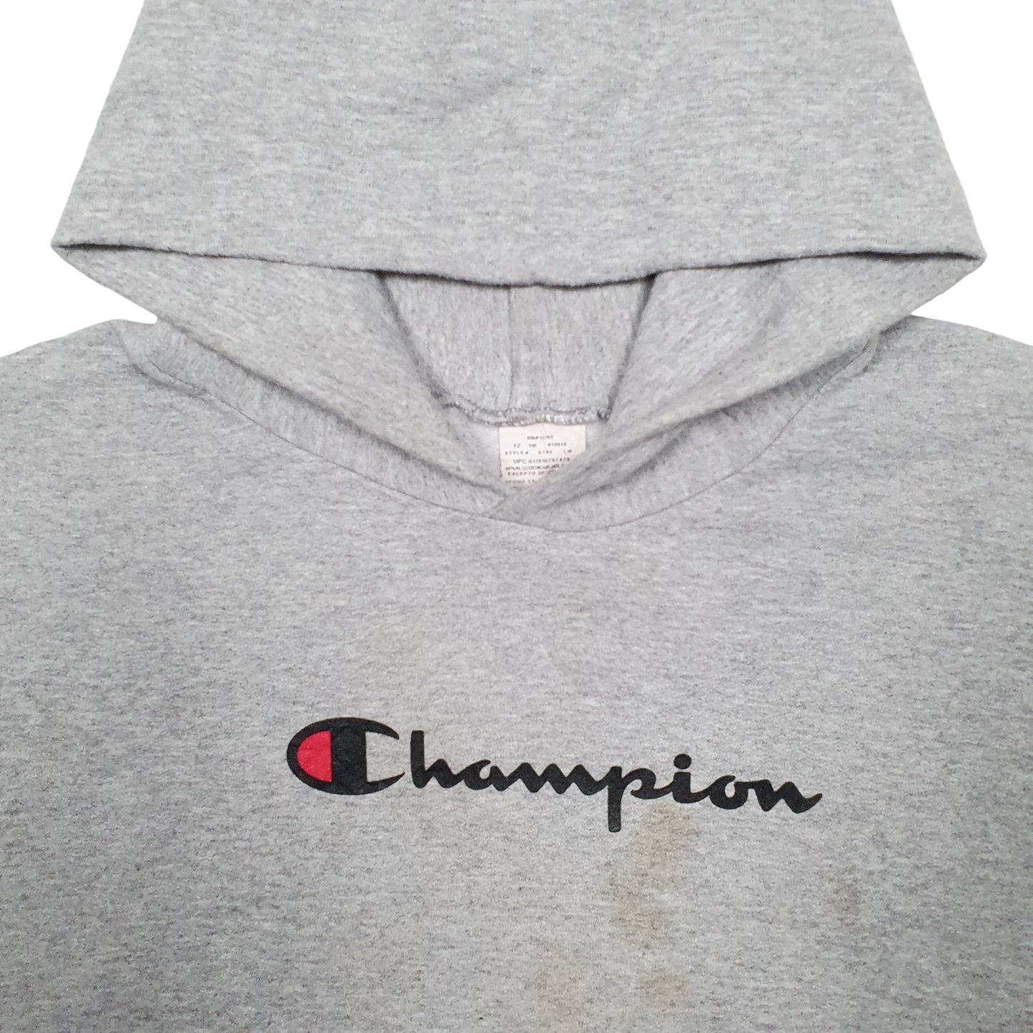 Mens Grey Champion Spellout Hoodie Jumper