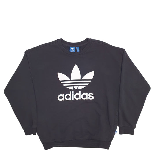 Womens Black Adidas Spellout Crewneck Jumper