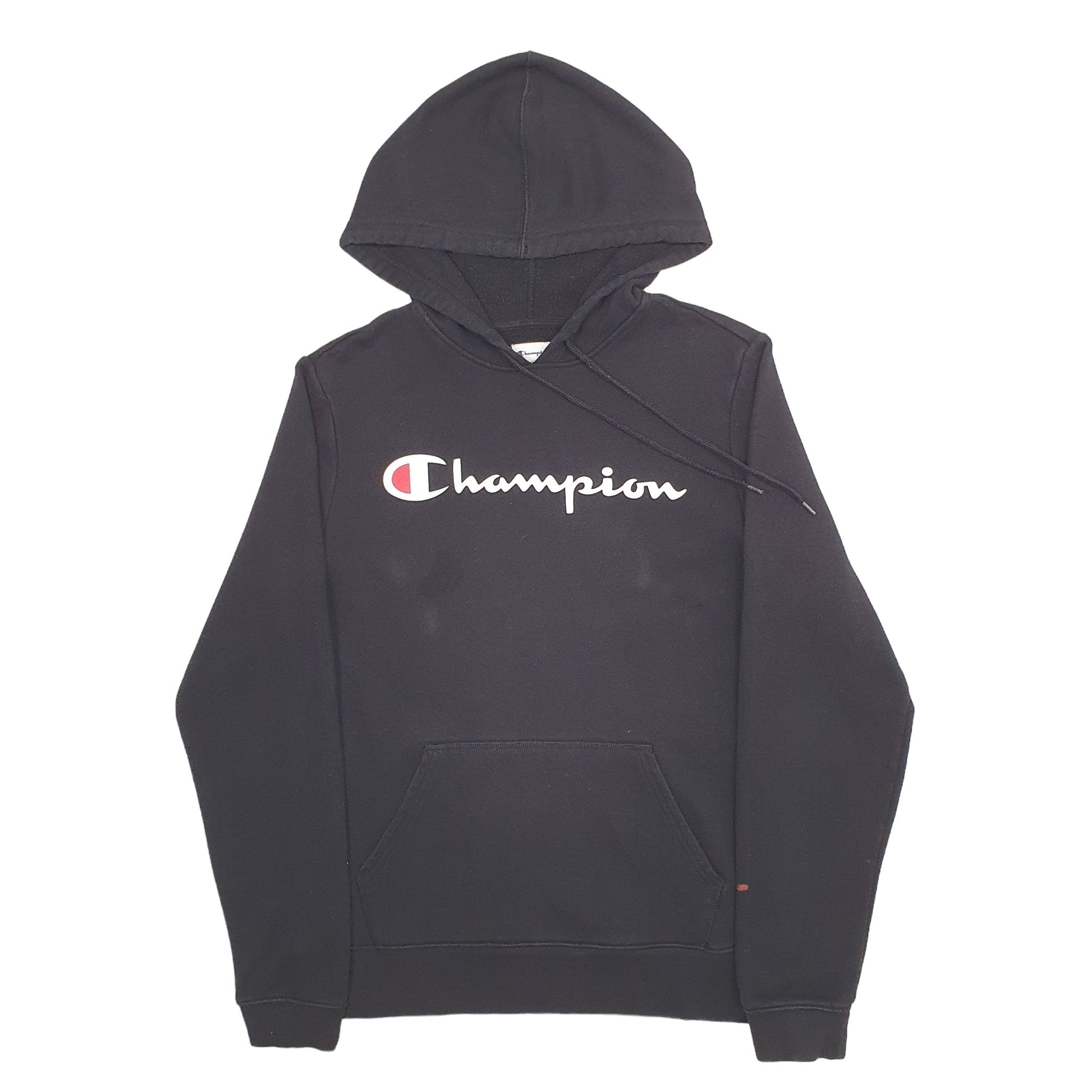 Mens Black Champion Spellout Hoodie Jumper