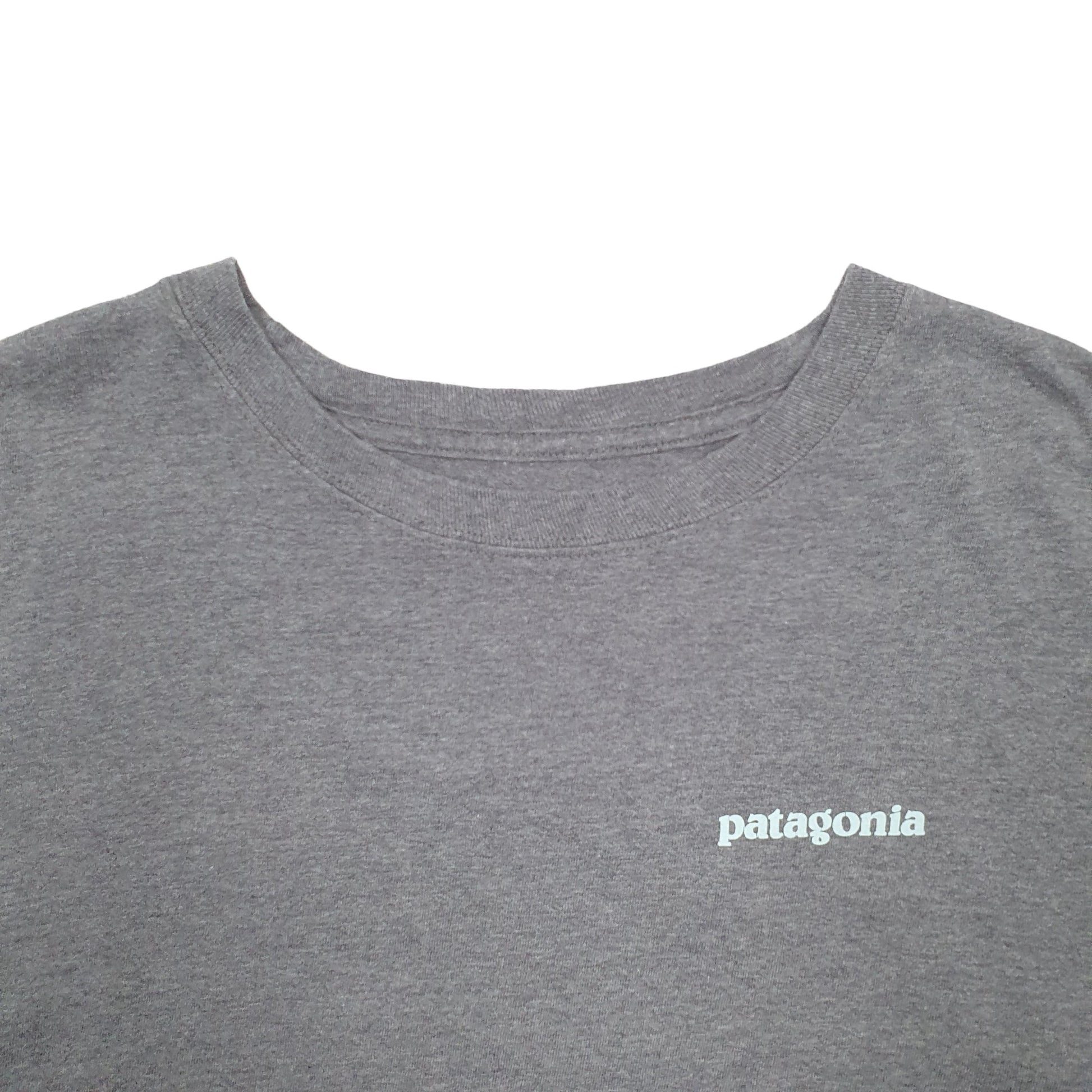 Mens Grey Patagonia Spellout Long Sleeve T Shirt