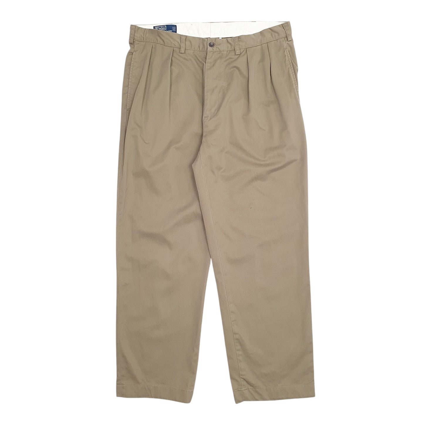 Mens Khaki Polo Ralph Lauren Double Pleated Chino Trousers
