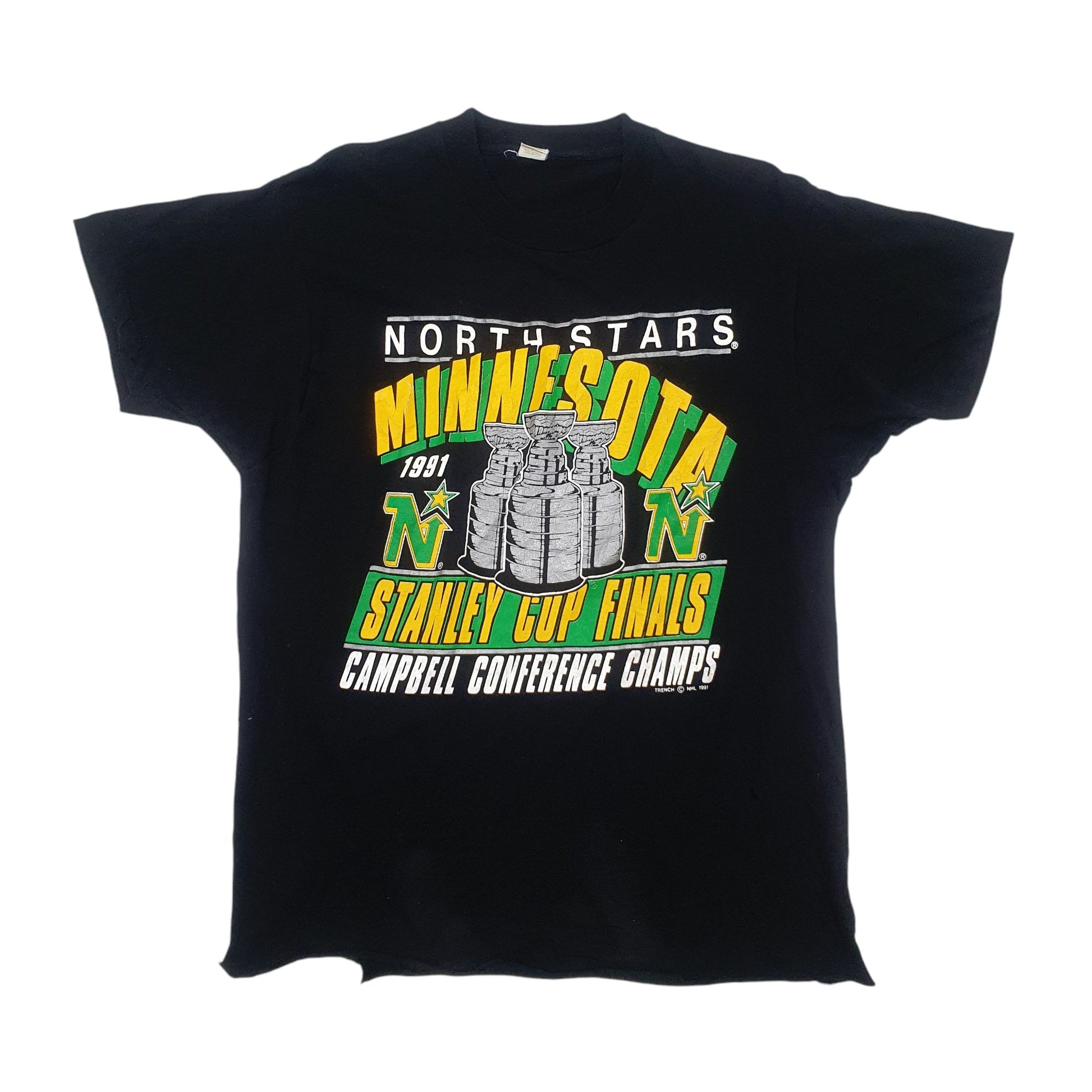 Mens Black Screen Stars Single Stitch Vintage 80s Short Sleeve T Shirt