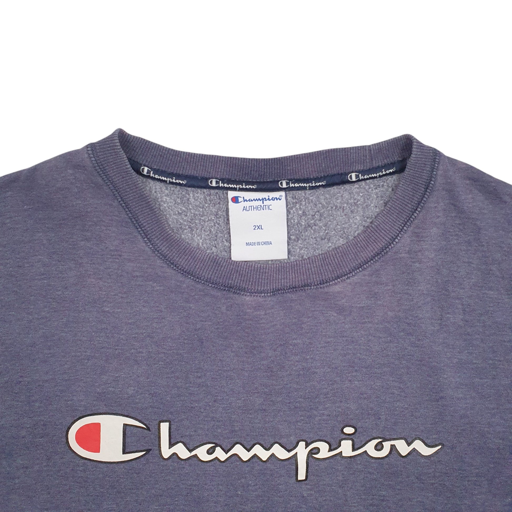 Mens Blue Champion Spellout Crewneck Jumper