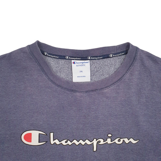 Mens Blue Champion Spellout Crewneck Jumper