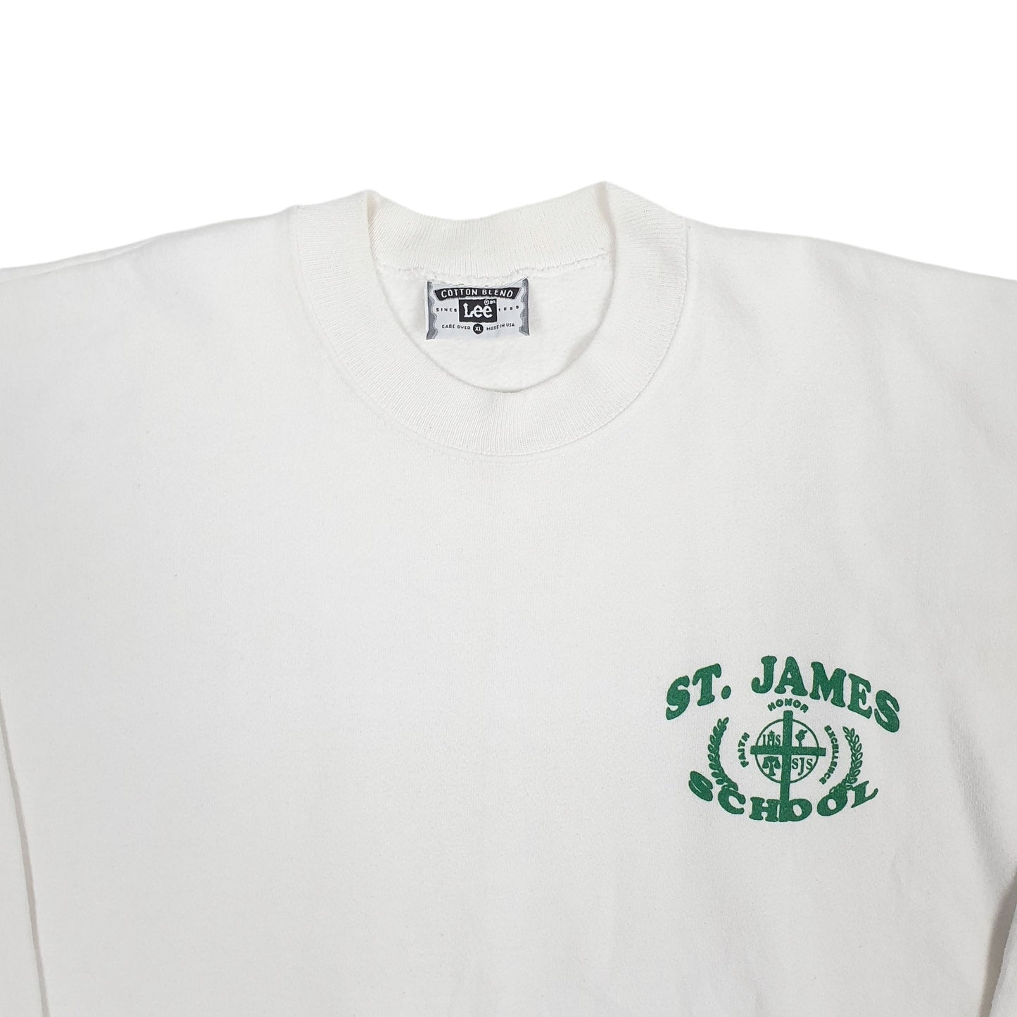 Mens White Lee St James School Crewneck Jumper