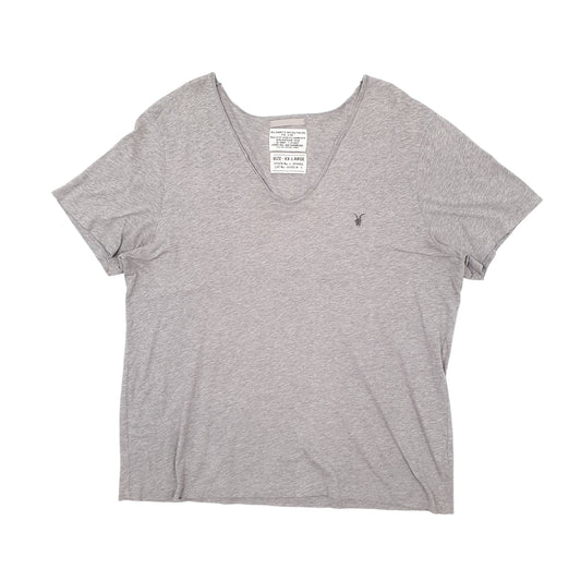 Mens Grey All Saints V Neck Short Sleeve T Shirt