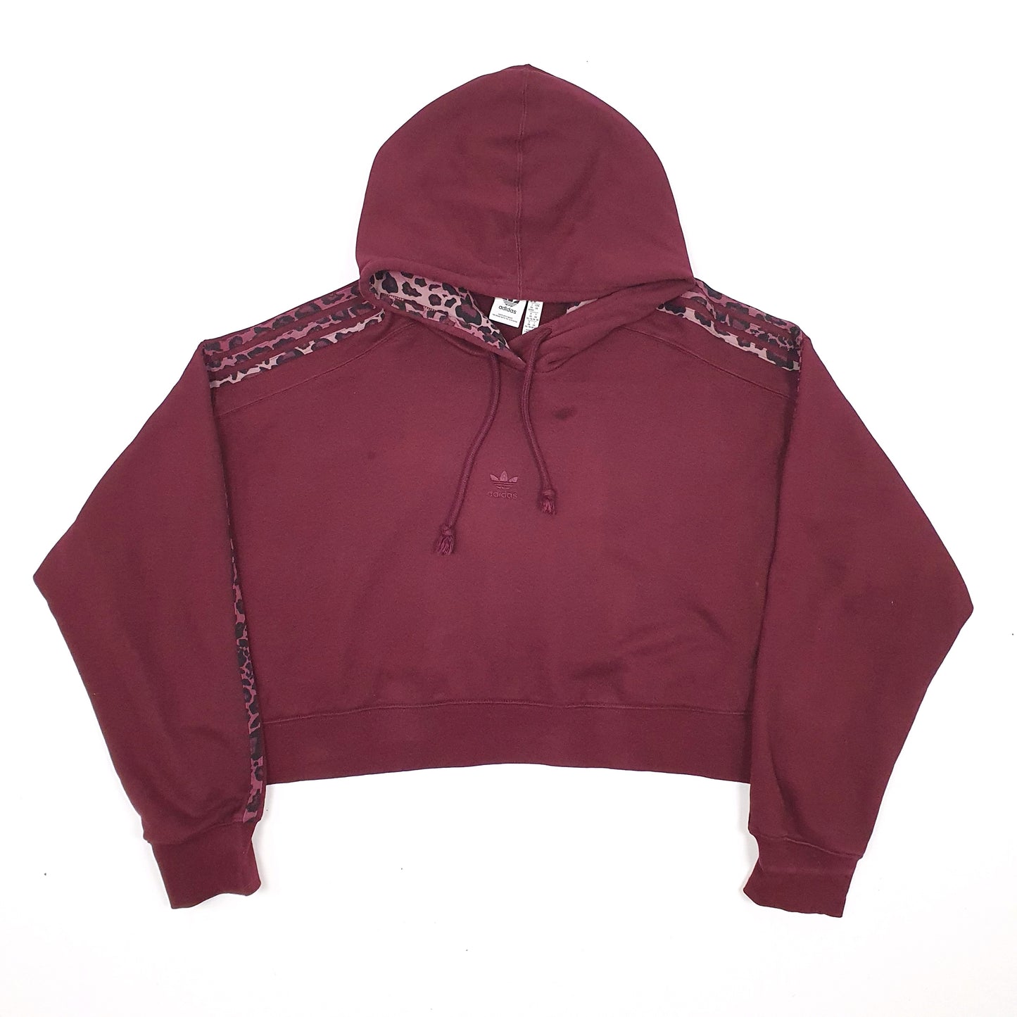 Womens Burgundy Adidas Croptop Hoodie Jumper