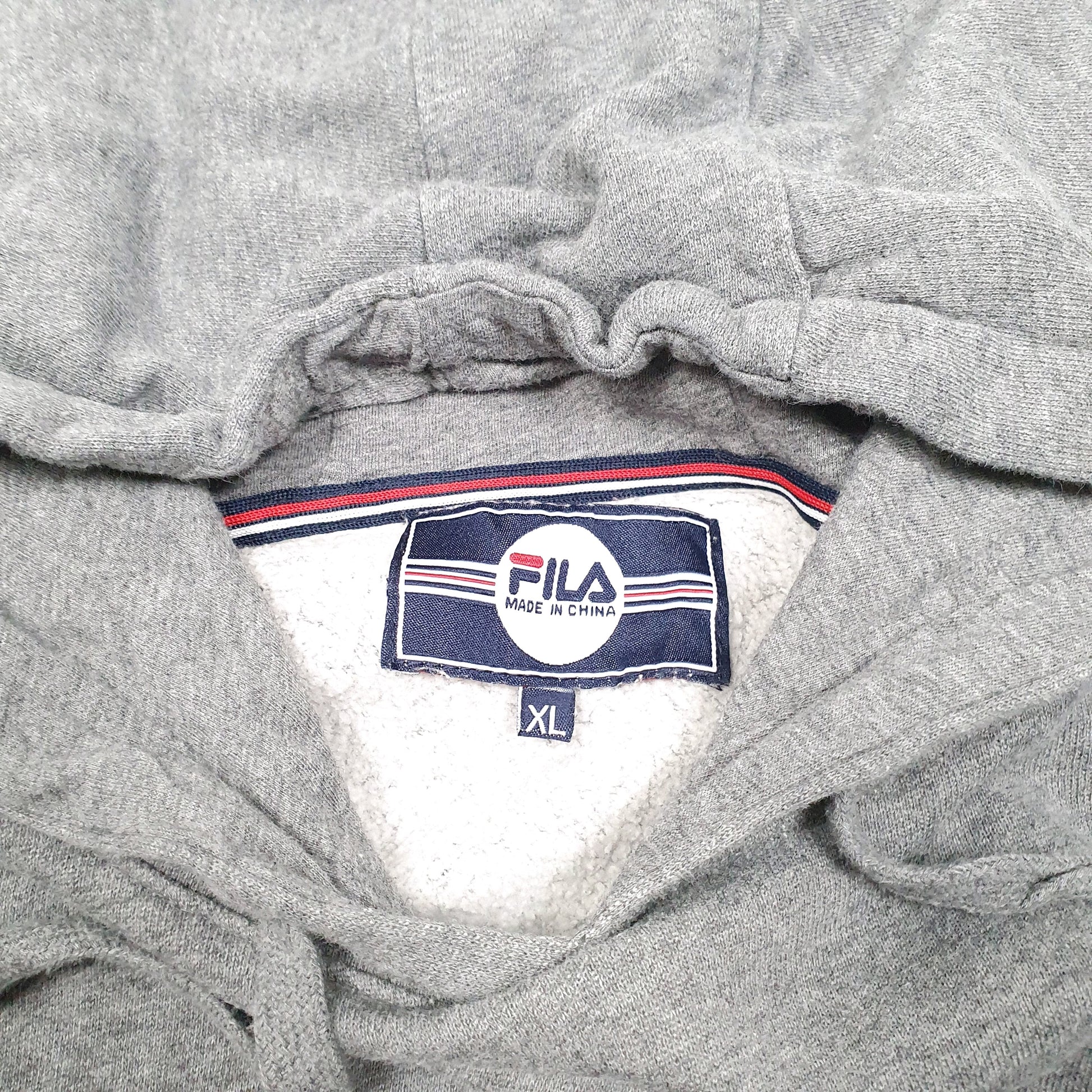 Mens Grey Fila  Hoodie Jumper