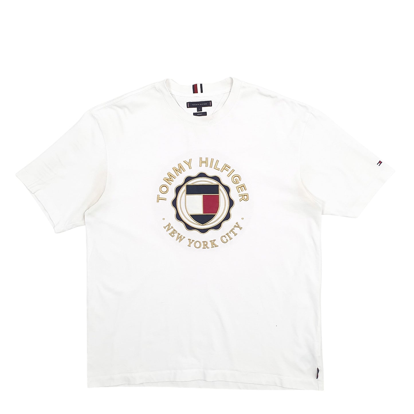 Mens White Tommy Hilfiger Spellout Short Sleeve T Shirt