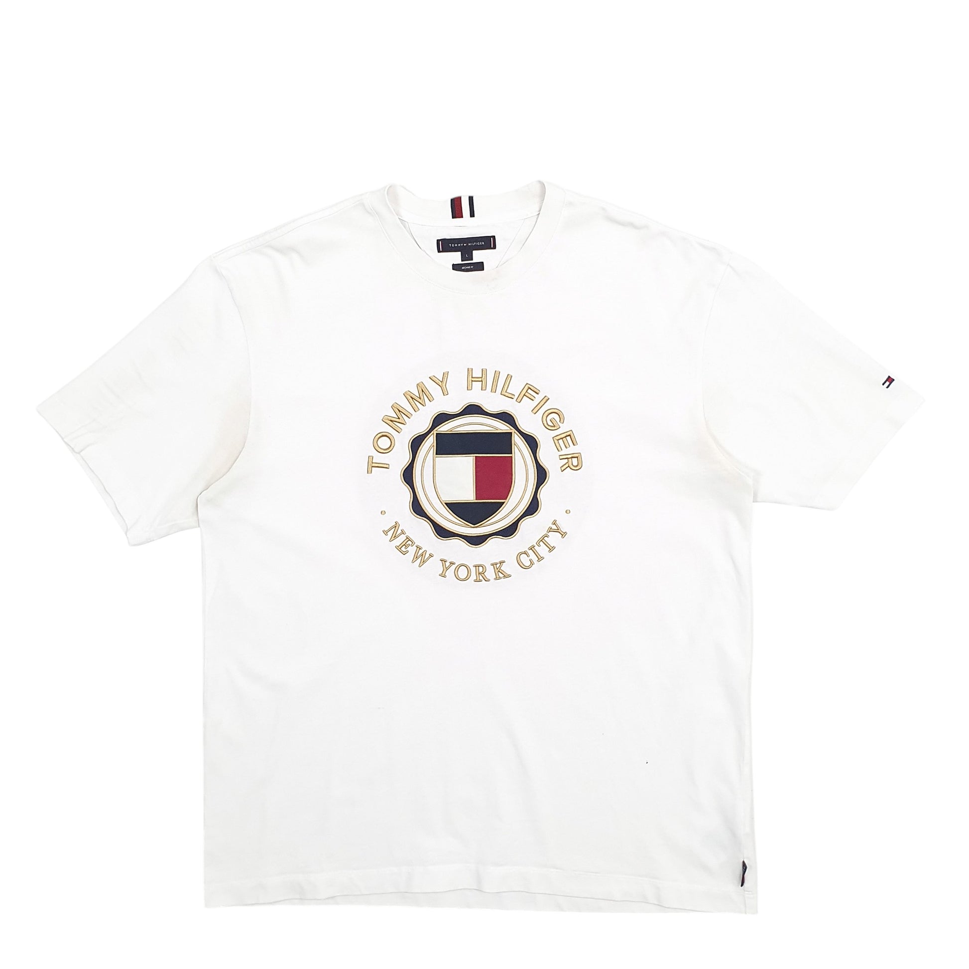 Mens White Tommy Hilfiger Spellout Short Sleeve T Shirt