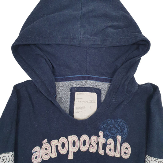 Womens Blue Aeropostale Reworked Hoodie Jumper