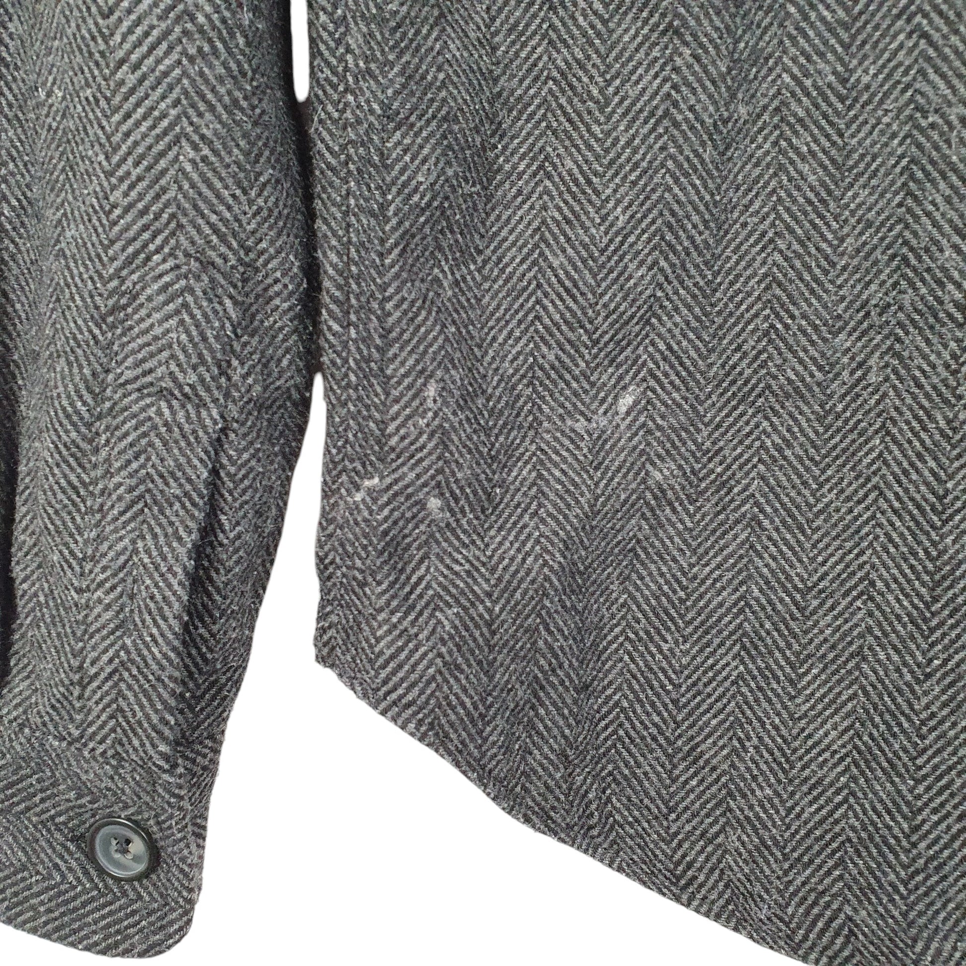 Mens Grey Supedry Herringbone Overshirt Shacket Tweed Long Sleeve Shirt