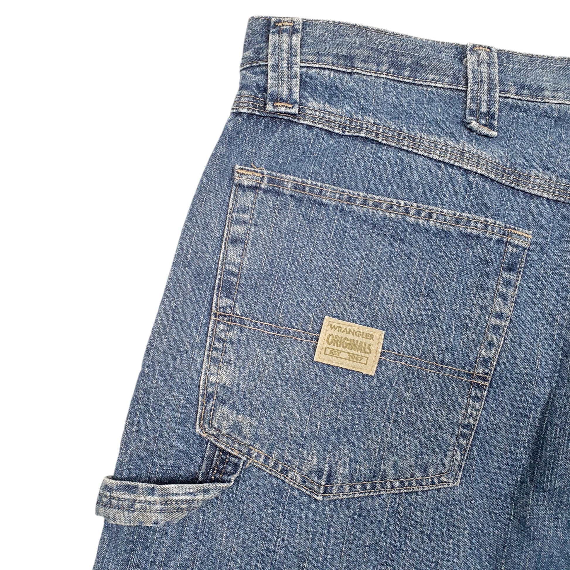 Mens Blue Wrangler Denim Jeans Jorts Baggy Carpenter Shorts