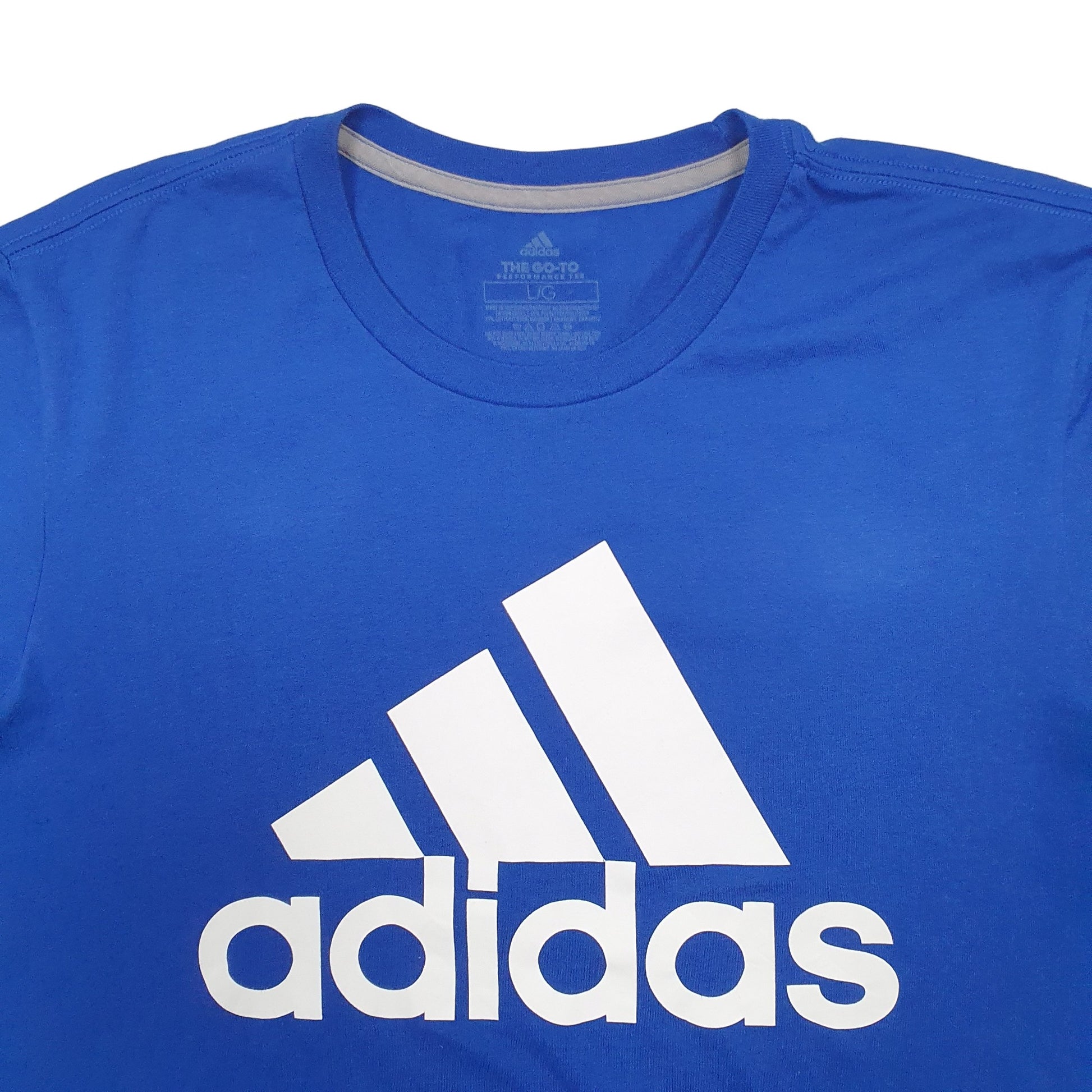 Mens Blue Adidas Spellout Short Sleeve T Shirt