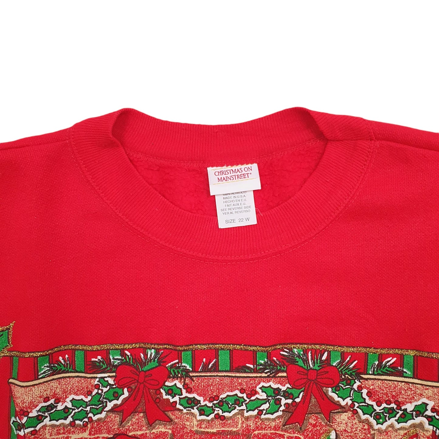 Womens Red Christmas On Mainstreet Santander Christmas Festive Made In USA Crewneck Jumper