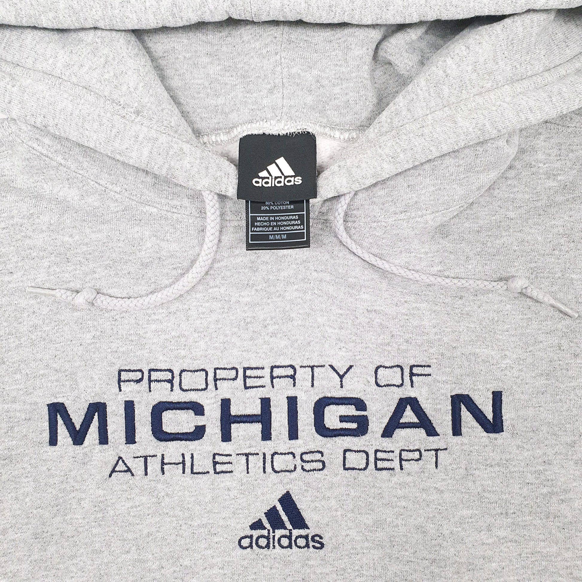 Mens Grey Adidas Michigan Athletics Dept Hoodie Jumper