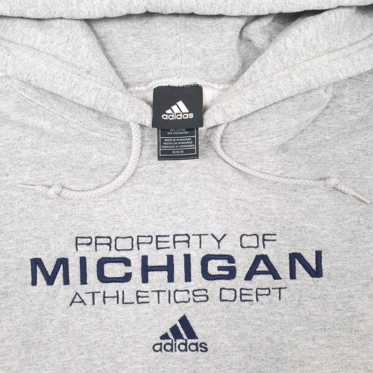Mens Grey Adidas Michigan Athletics Dept Hoodie Jumper
