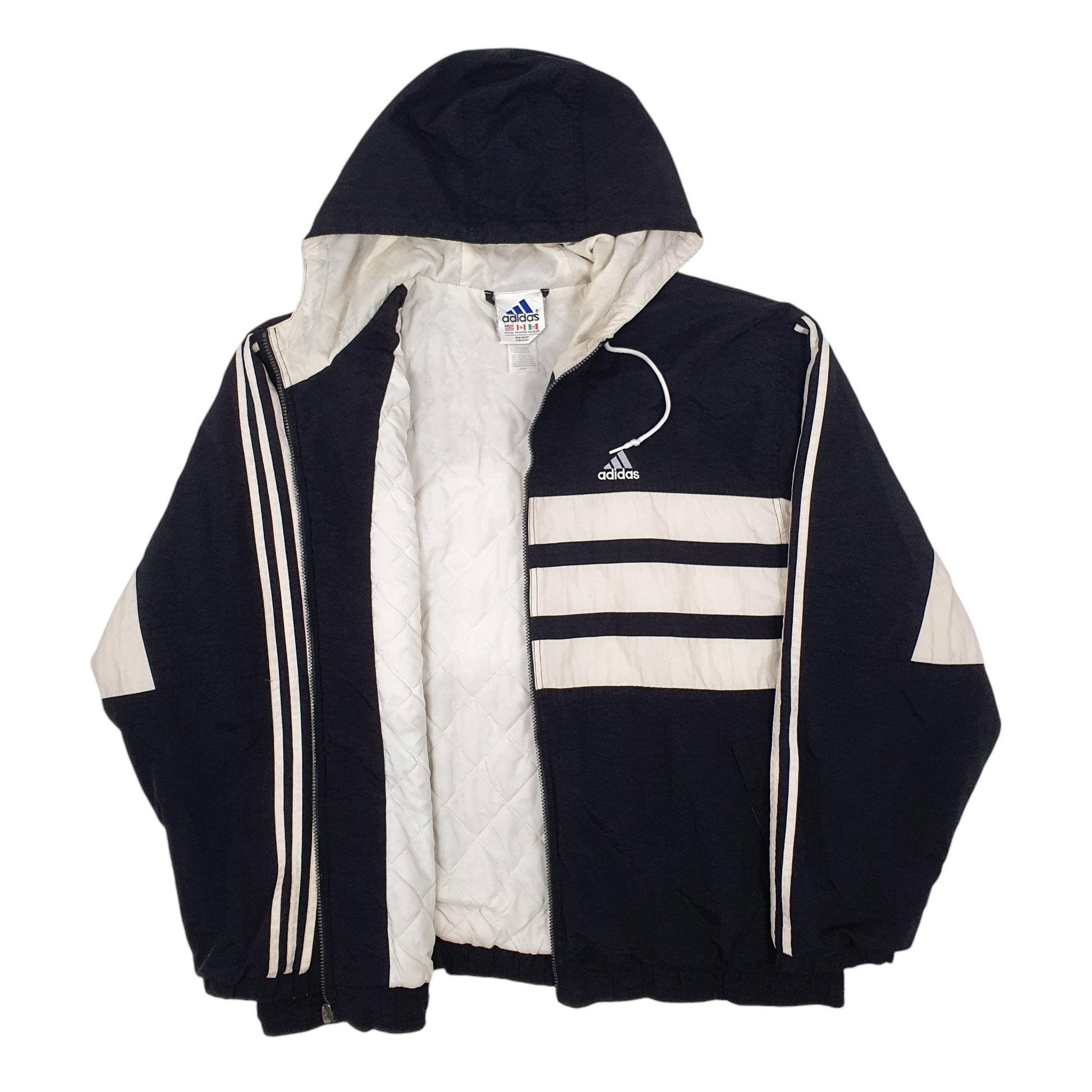 Mens Black Adidas Vintage 90s Full Zip Coat