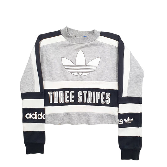 Womens Grey Adidas Spellout Crewneck Jumper