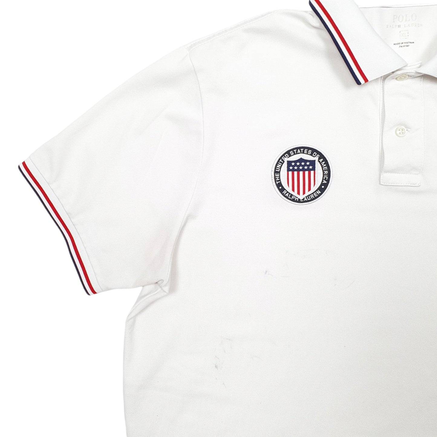 Mens White Polo Ralph Lauren USA Flag Short Sleeve Polo Shirt