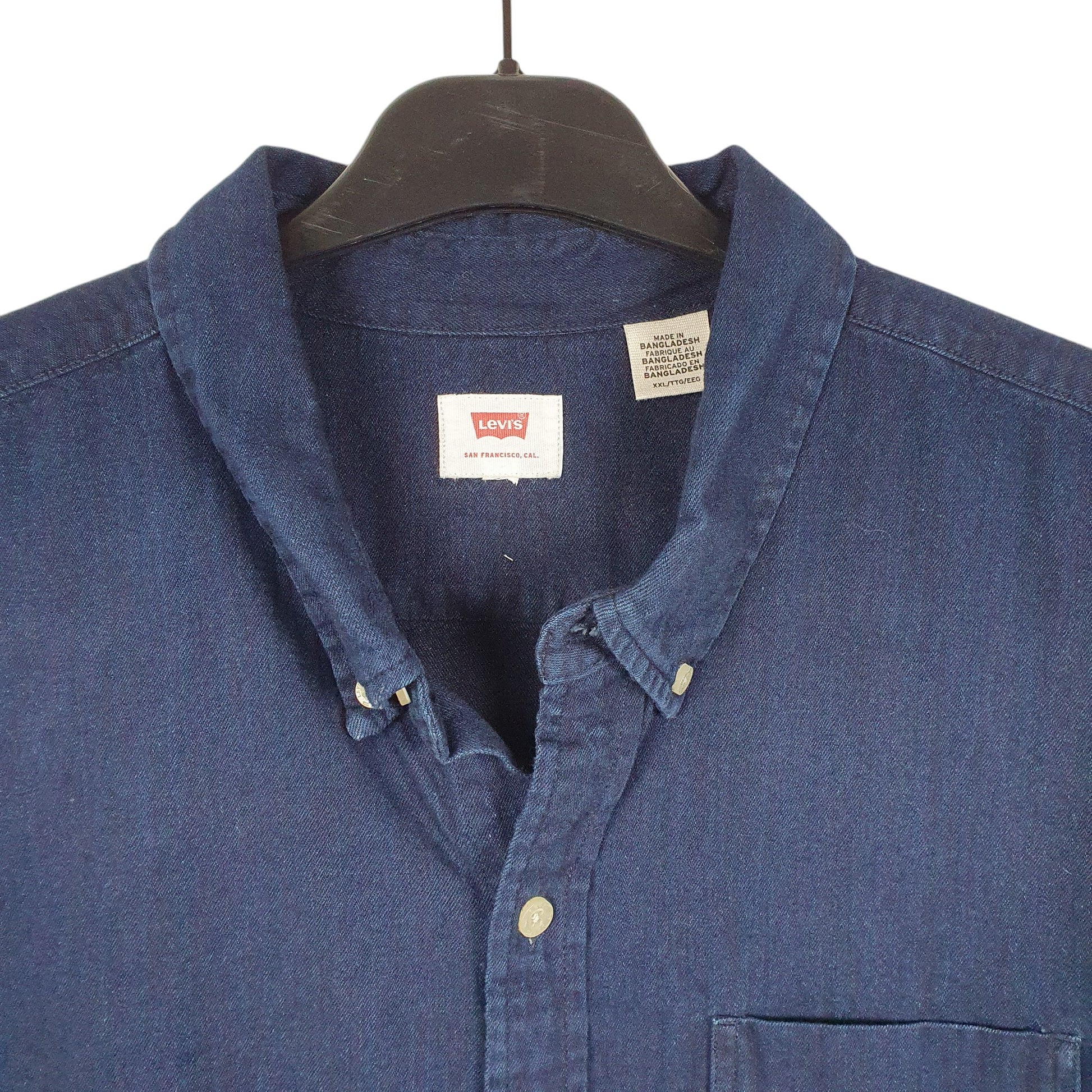 Mens Navy Levis Indigo Chambray Long Sleeve Shirt