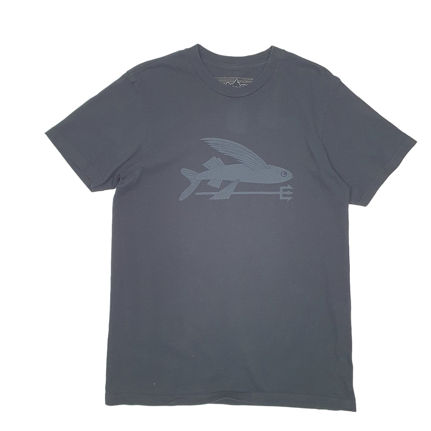Mens Black Patagonia Slim Fit Flying Fish Short Sleeve T Shirt