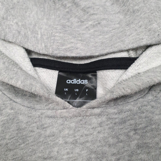 Mens Grey Adidas Spellout Hoodie Jumper