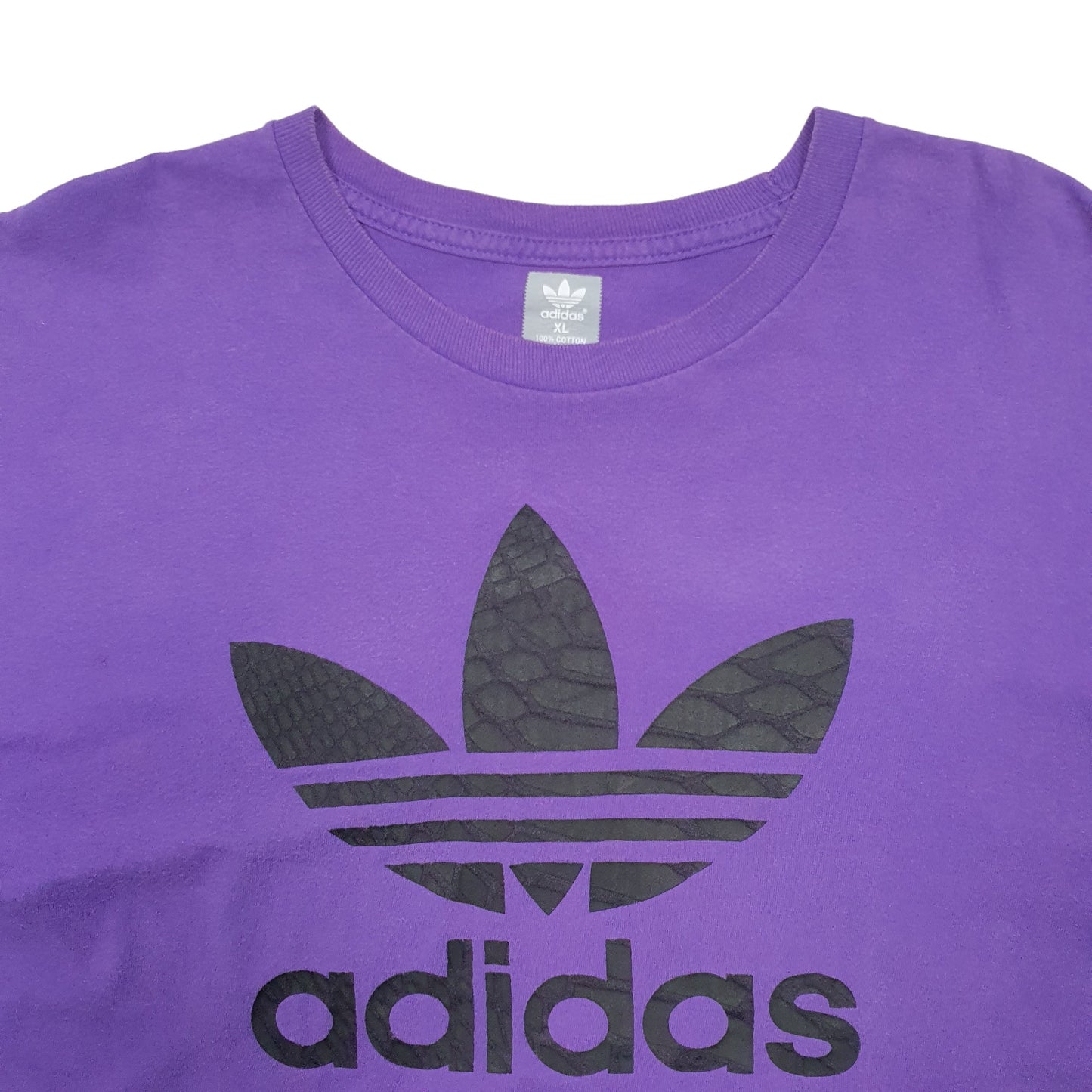 Mens Purple Adidas Spellout Short Sleeve T Shirt