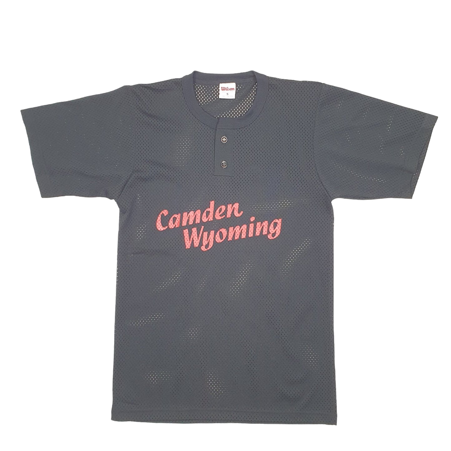 Mens Black Wilson Vintage Camden Wyoming USA Baseball Jersey Made In USA Short Sleeve T Shirt