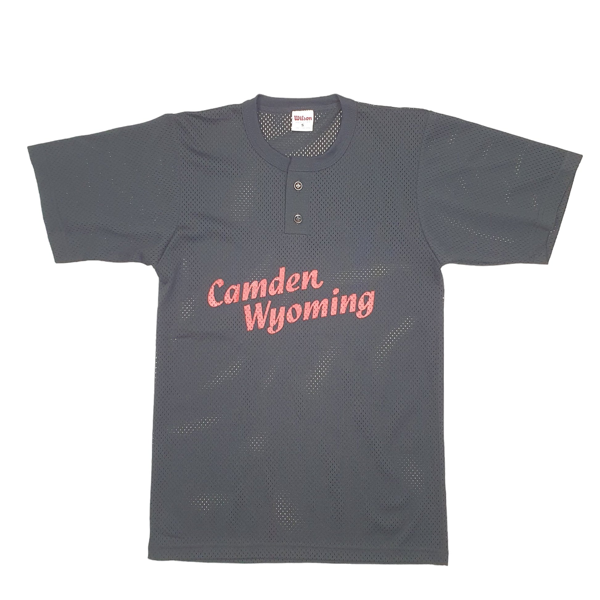 Mens Black Wilson Vintage Camden Wyoming USA Baseball Jersey Made In USA Short Sleeve T Shirt