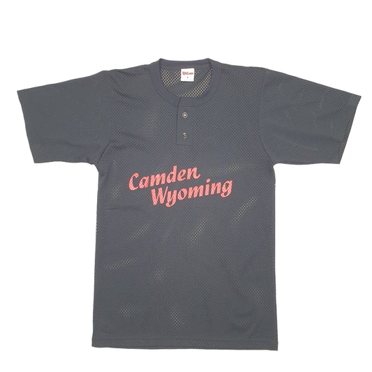 Mens Black Wilson Vintage Camden Wyoming USA Baseball Jersey Made In USA Short Sleeve T Shirt
