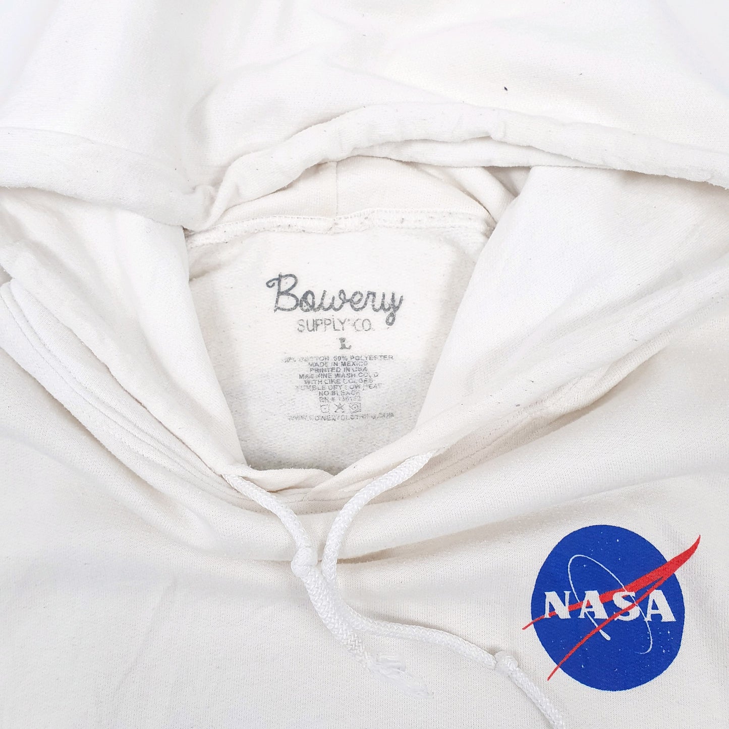 Mens White Nasa Bowery Supply Hoodie Jumper