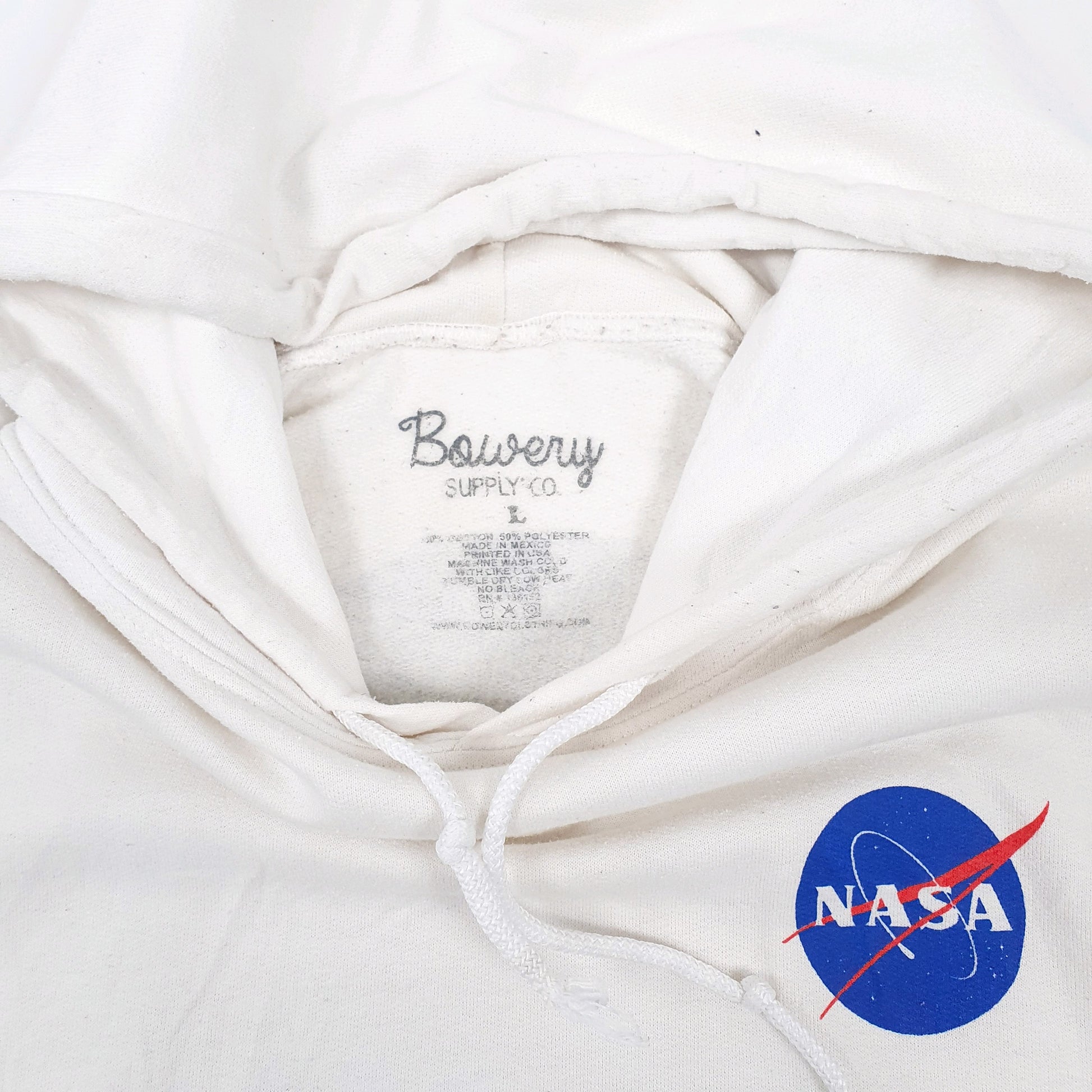Mens White Nasa Bowery Supply Hoodie Jumper