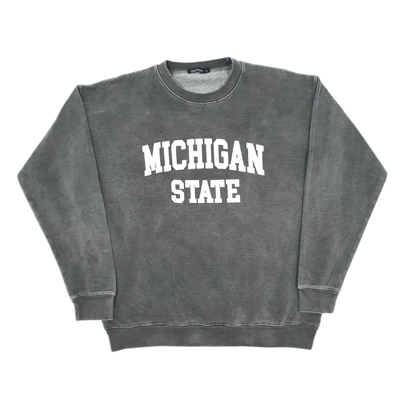 Mens Grey Boohoo Michigan State Crewneck Jumper