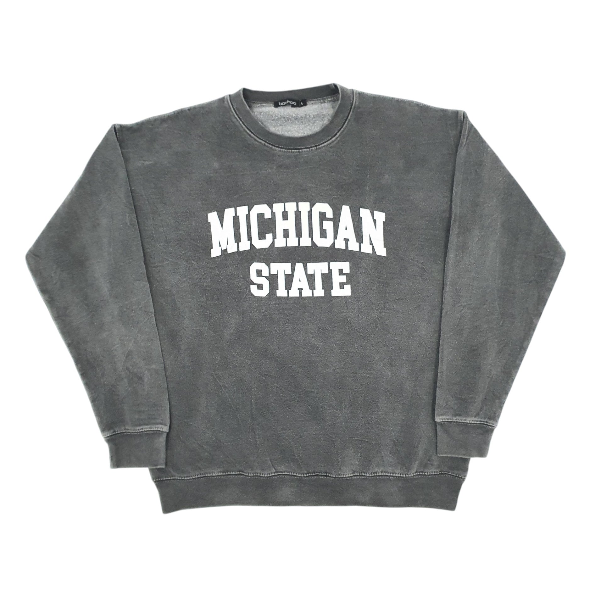 Mens Grey Boohoo Michigan State Crewneck Jumper