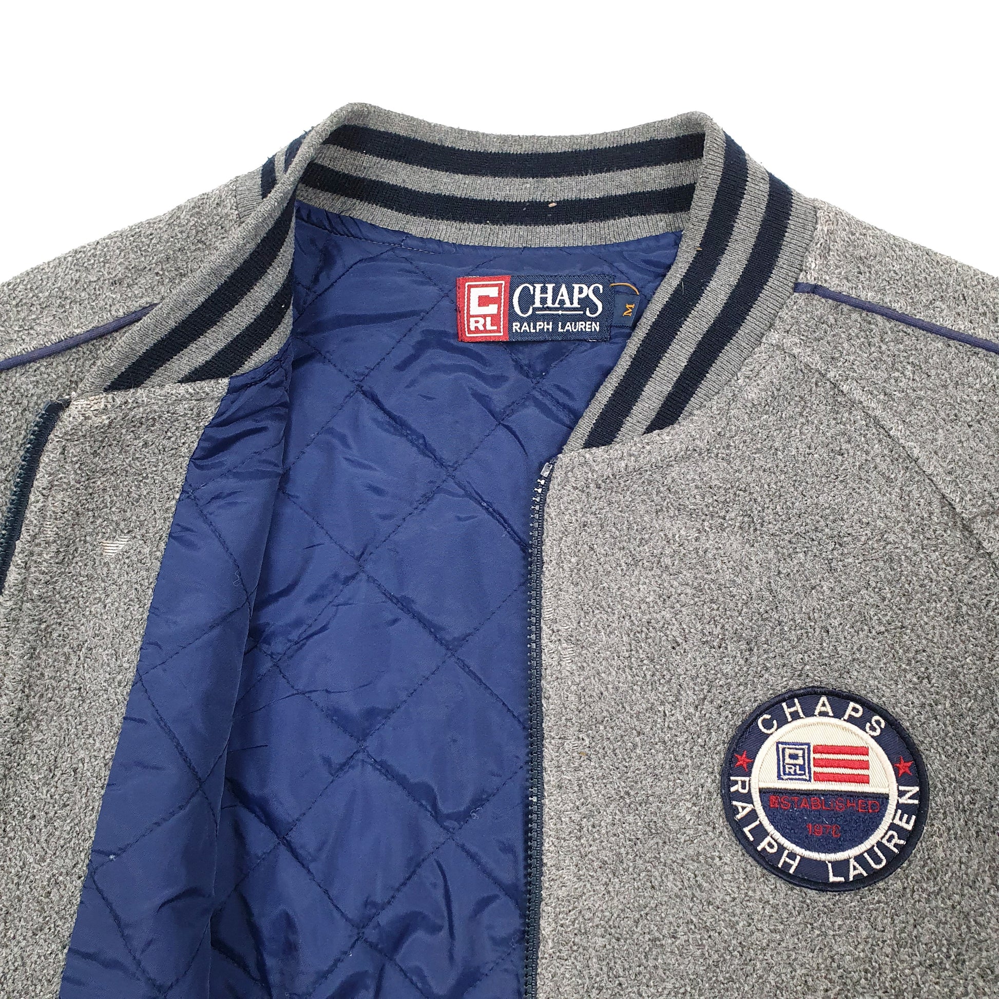 Mens Grey Ralph Lauren Chaps Vintage 1990s Varsity  Coat