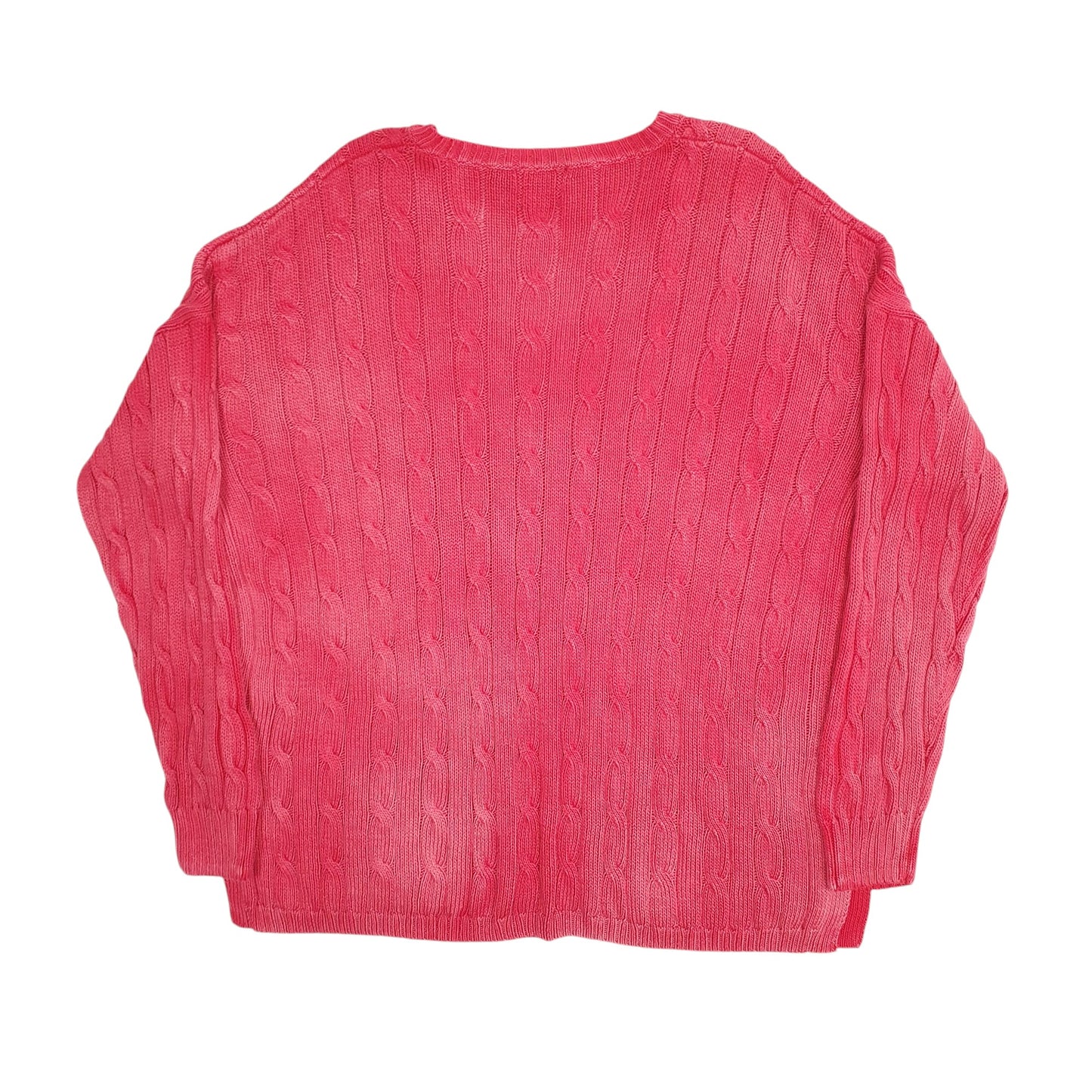 Womens Red Polo Ralph Lauren Cable Knit V Neck Jumper