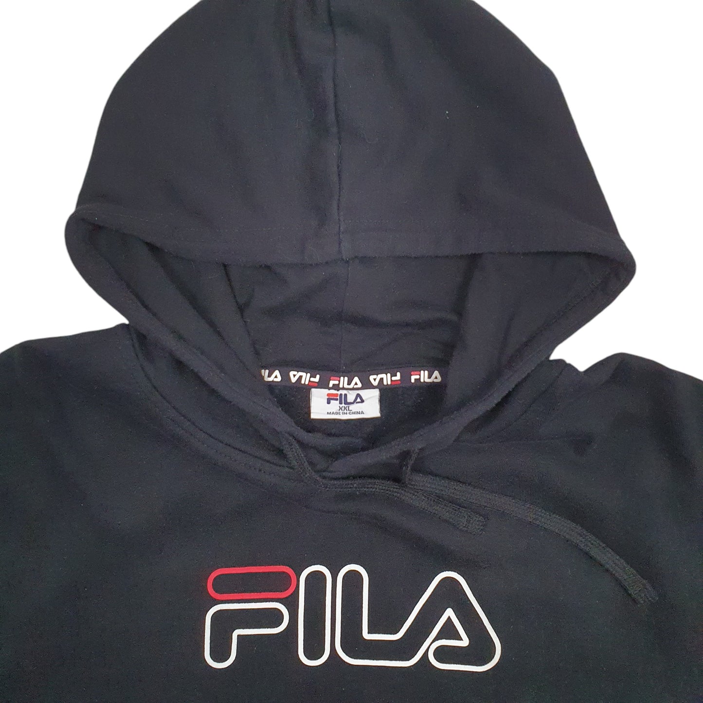 Mens Black Fila Spellout Hoodie Jumper