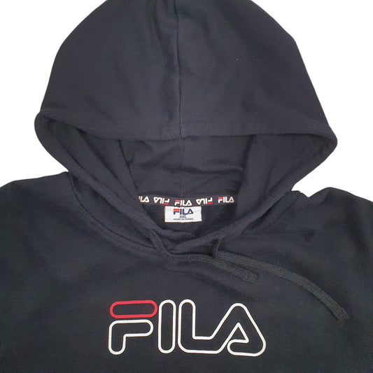 Mens Black Fila Spellout Hoodie Jumper