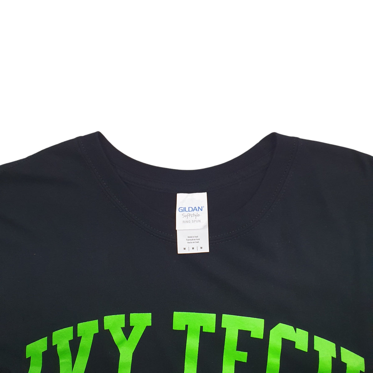 Mens Black Gildan Ivy Tech Spellout Short Sleeve T Shirt