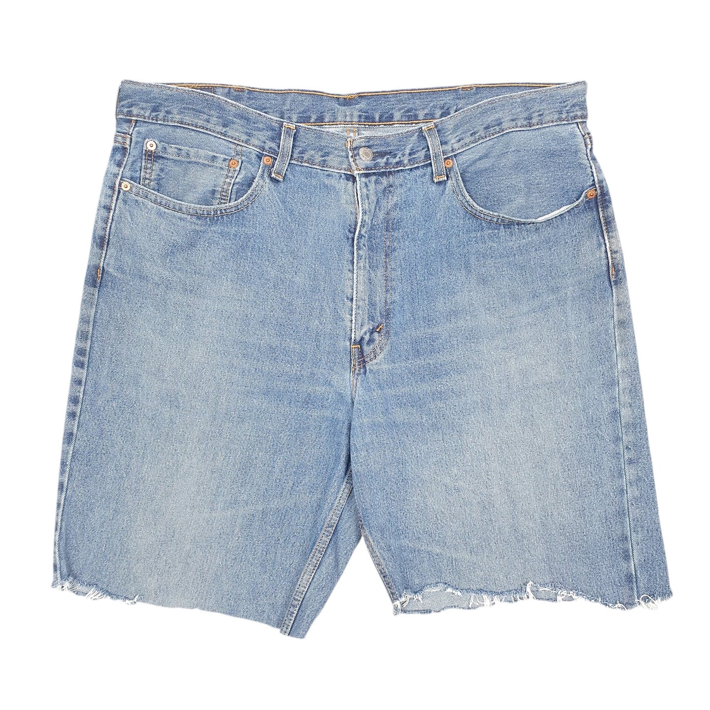 Mens Blue Levis Denim Jeans Jorts 550 Relaxed Baggy Cut Offs Denim Shorts