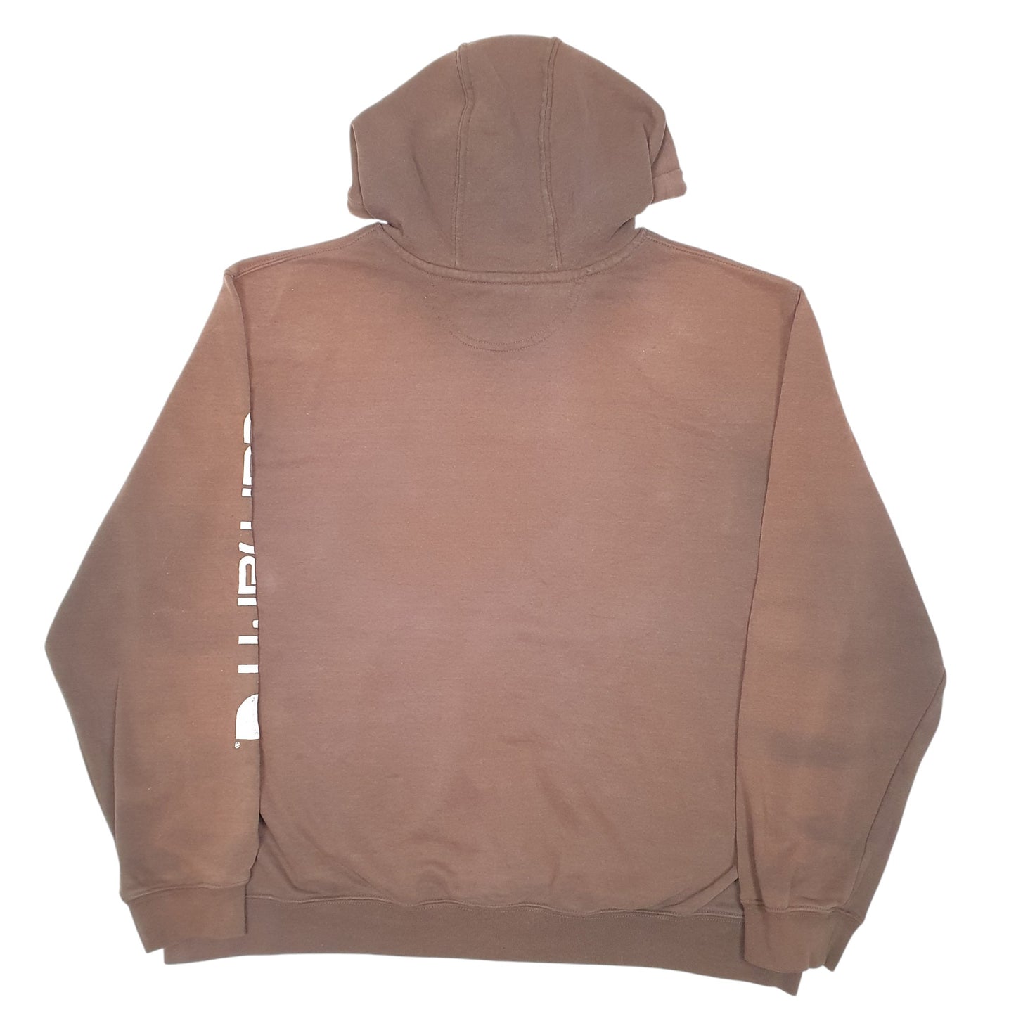 Mens Brown Carhartt Hoodie Workwear Sleeve Spellout Hoodie Jumper