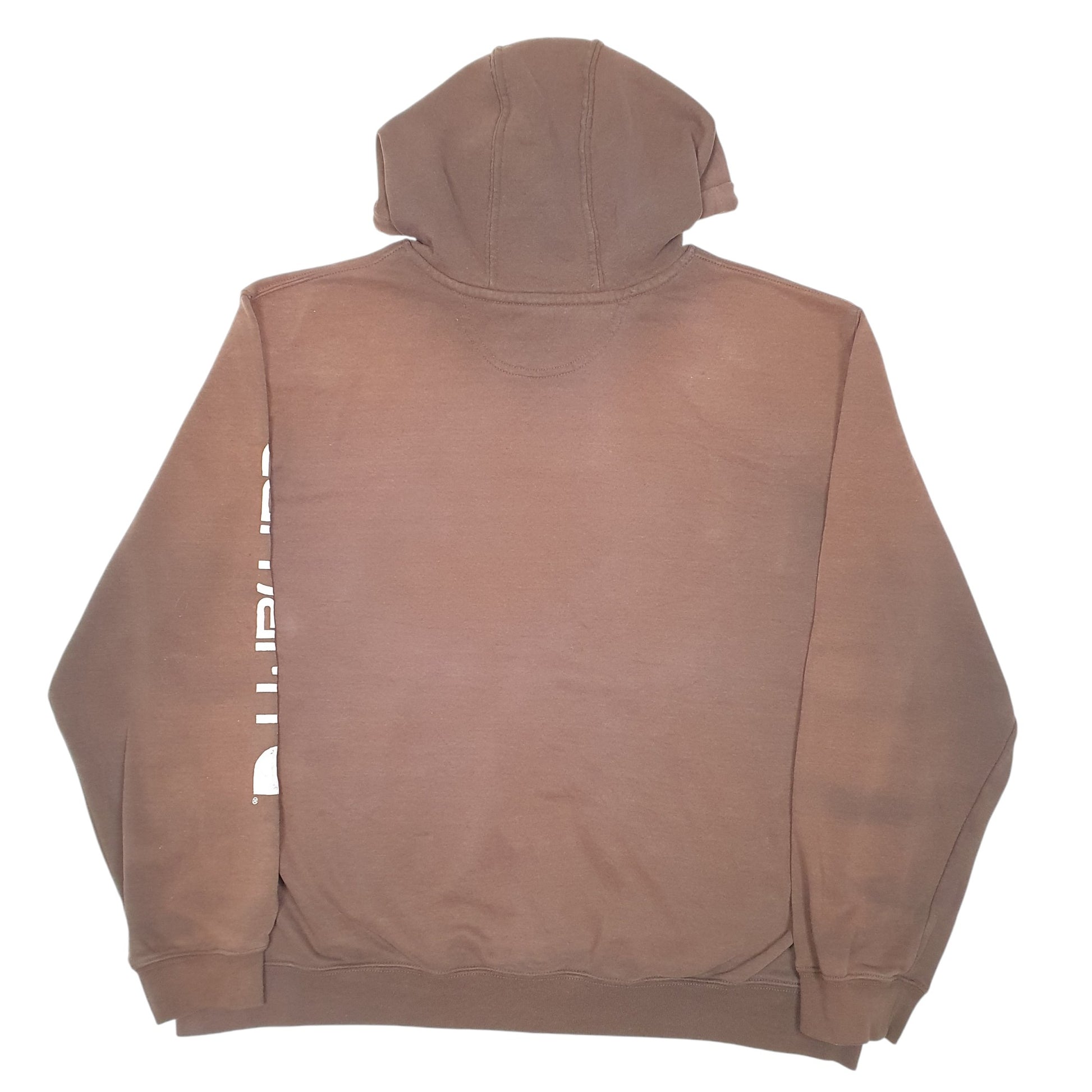 Mens Brown Carhartt Hoodie Workwear Sleeve Spellout Hoodie Jumper
