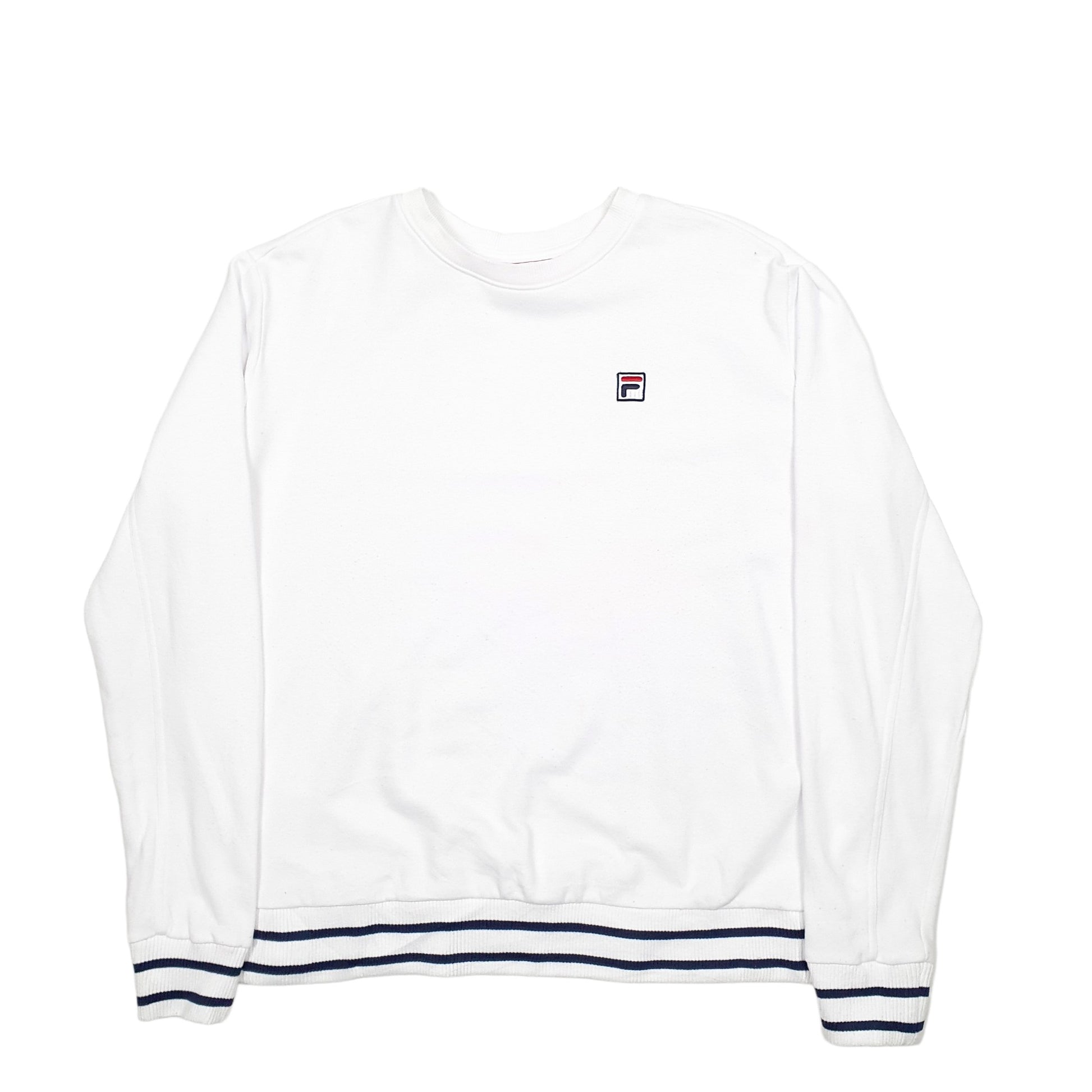Mens White Fila  Crewneck Jumper