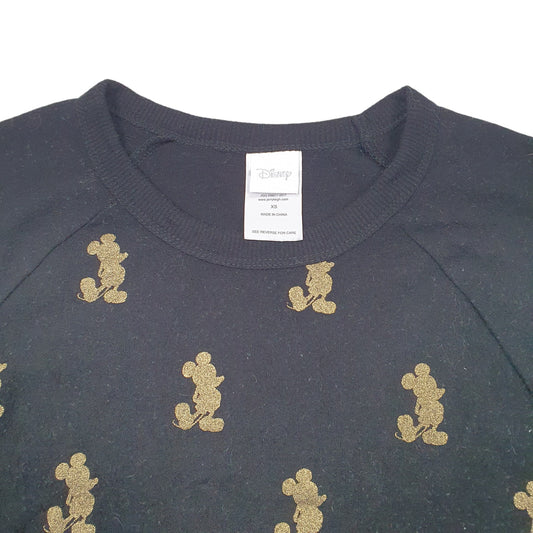 Mens Black Disney Mickey Mouse Raglan Crewneck Jumper