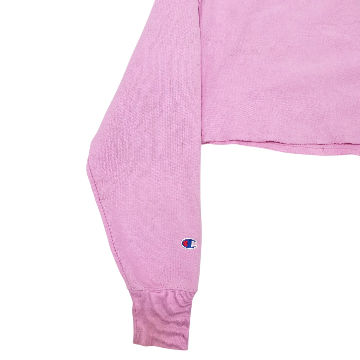 Womens Pink Champion Croptop Reverse Weave Hoodie Jumper