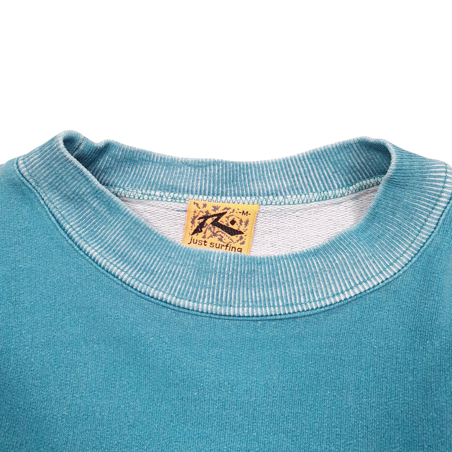 Mens Turquoise Rusty Vintage Just Surf Surfing Fader 90s Crewneck Jumper