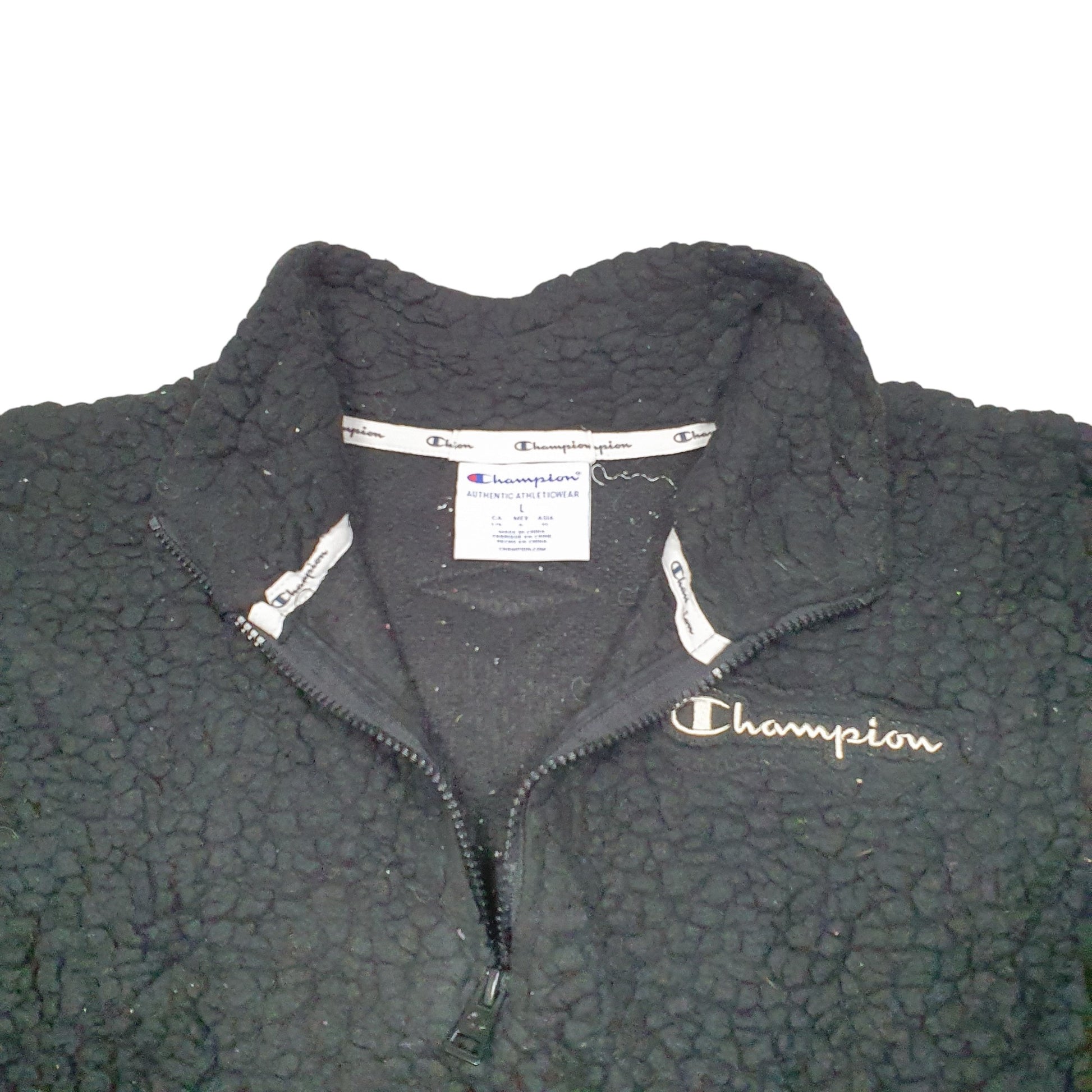 Womens Black Champion Cropped Quarter Zip Jumper