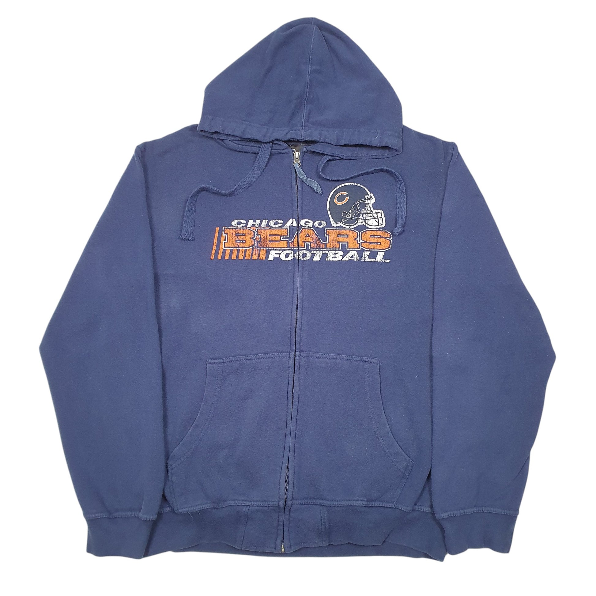 Mens Navy NFL Hoodie Chicago Bears Football Spellout Full Zip Jumper