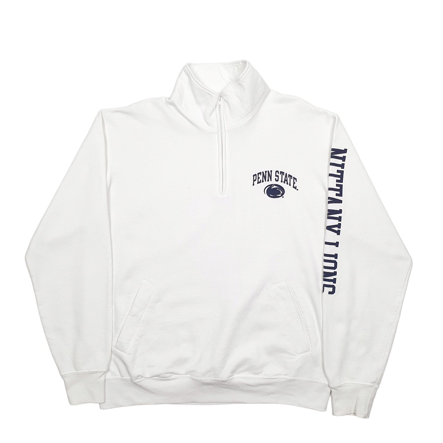 Mens White Champion Penn State USA College Quarter Zip Jumper